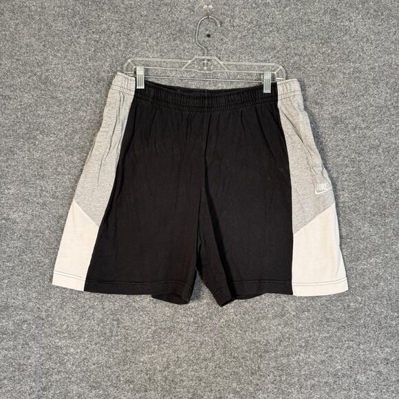 Nike Shorts Mens XL Gray Black Fleece Sweatshorts Swoosh Casual Drawstring Flaw - Picture 1 of 9